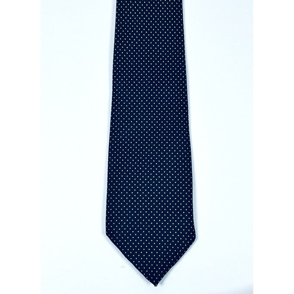Harrods Tie Mens Silk Black Yellow Polka Dot Made in England Classic Necktie